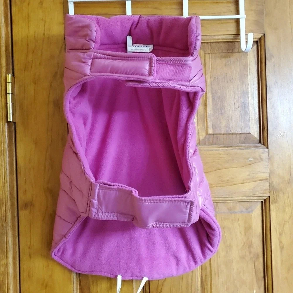 Top Paw Large Puffer Vest Dog Berry Pink Quilted Fleece Lined Winter Coat Jacket